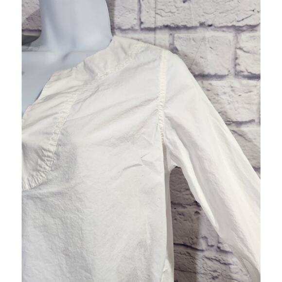 J. Crew White Long Sleeves With Buttons V Neck Top PXS Lightweight Rounded Hem - Picture 2 of 6